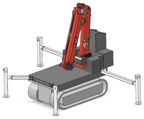 Tracked platform with crane attachment